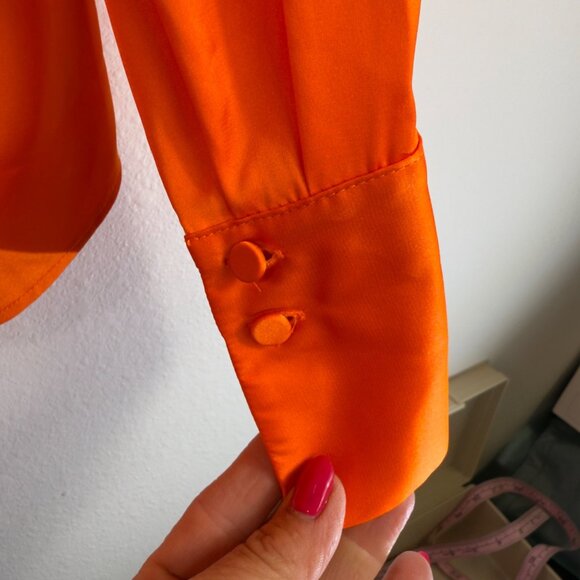 NWT Talbots Women’s Large Satin Blend Orange Pull-on Blouse Top Business - Picture 11 of 16
